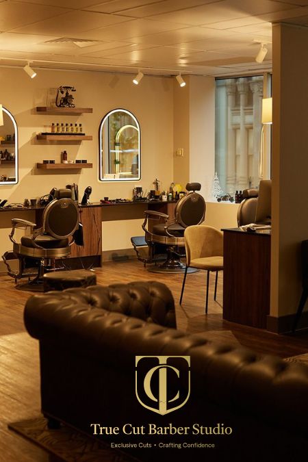 view in to the barber grooming space by True Cut at Face of Man