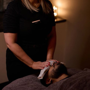 Client receiving an Elemis facial