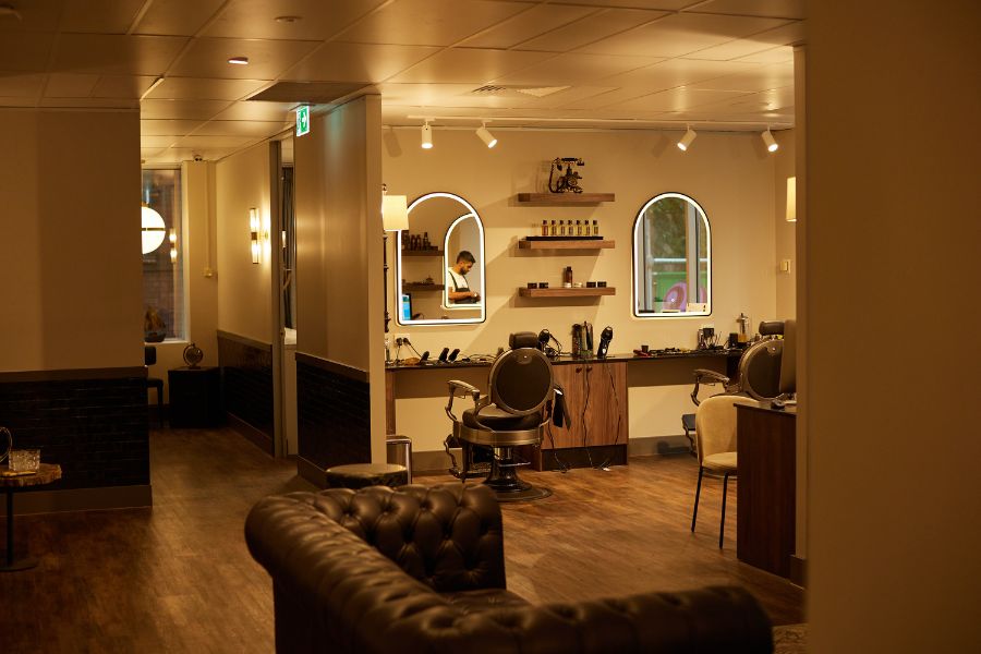 Interior of the Face of Man grooming lounge